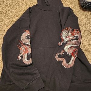 Forever 21 Black Turtleneck with Dragon Embroidery